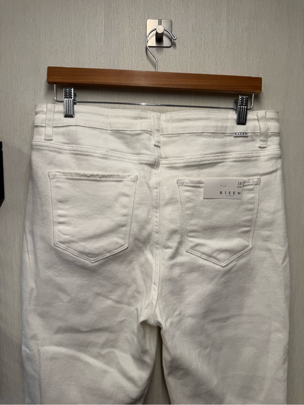 NWT Risen White Distressed Straight Leg Jeans, Size 15/32 - Picture 8 of 12